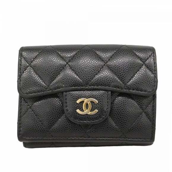CHANEL Handbags - CHANEL Black Caviar Leather Wallet
